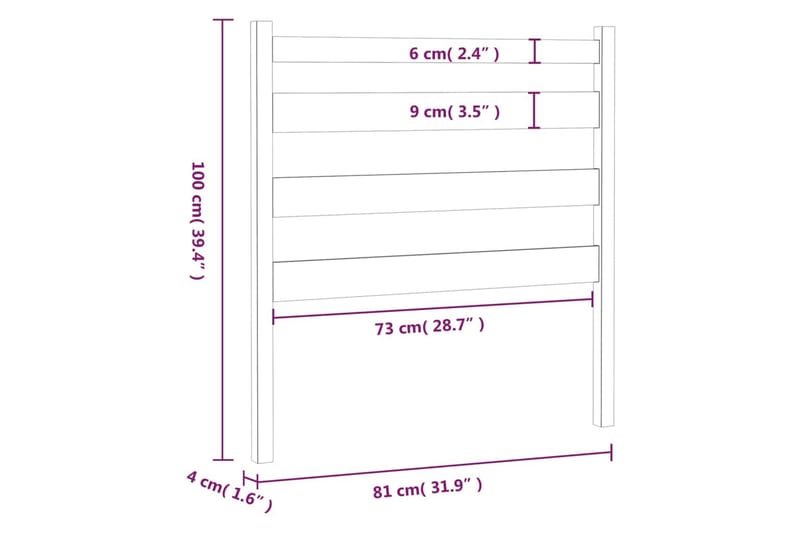 Sängynpääty 81x4x100 cm täysi mänty - Ruskea - Huonekalut - Sänky - Sängyn lisävarusteet & sängynpäädyt - Sängynpääty