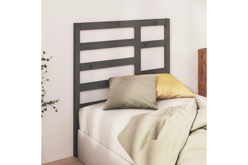 Sängynpääty harmaa 106x4x104 cm täysi mänty - Harmaa - Huonekalut - Sänky - Sängyn lisävarusteet & sängynpäädyt - Sängynpääty