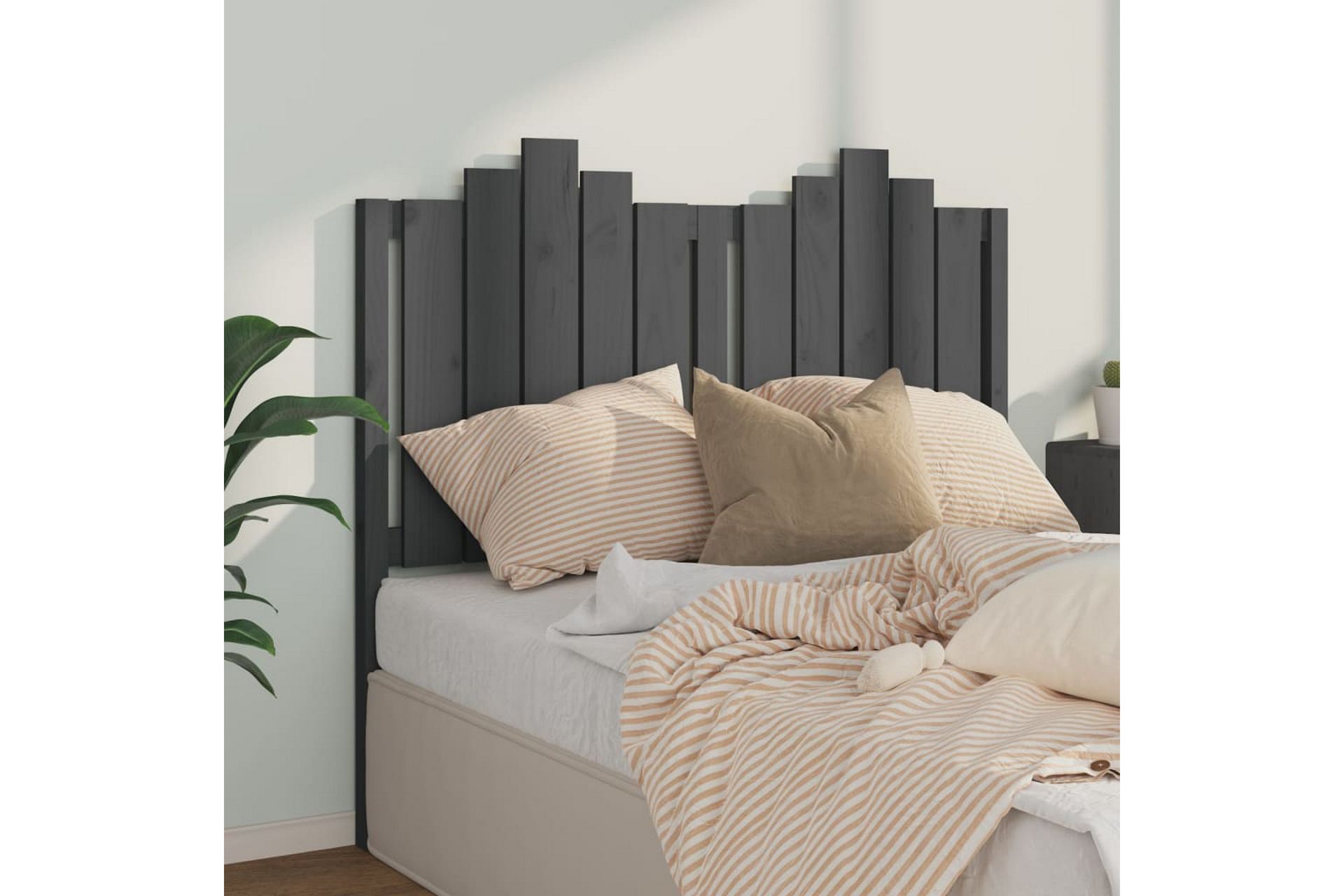 Sängynpääty harmaa 126x4x110 cm täysi mänty - Harmaa - Huonekalut - Sänky - Sängyn lisävarusteet & sängynpäädyt - Sängynpääty