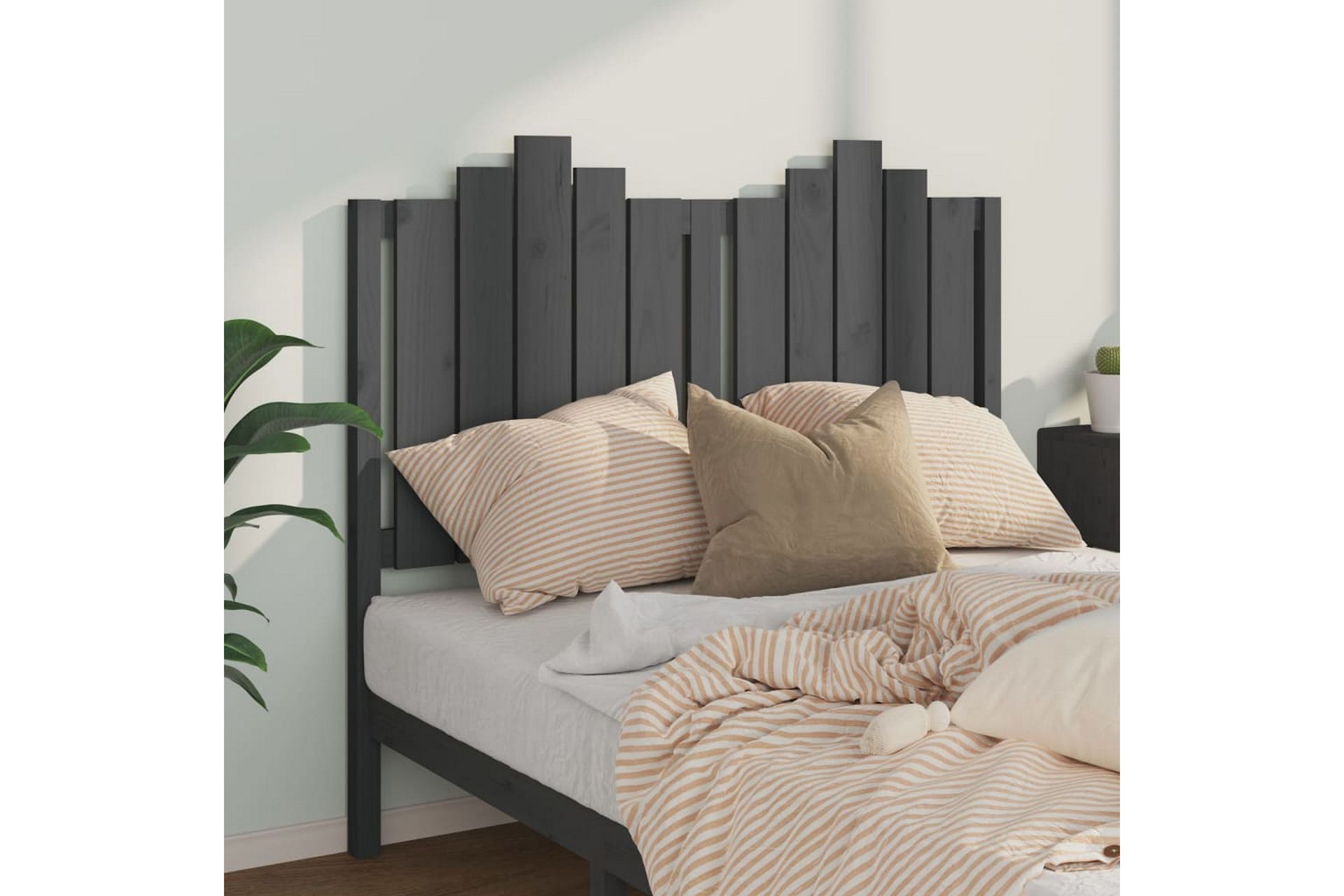 Sängynpääty harmaa 126x4x110 cm täysi mänty - Harmaa - Huonekalut - Sänky - Sängyn lisävarusteet & sängynpäädyt - Sängynpääty