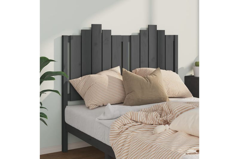 Sängynpääty harmaa 126x4x110 cm täysi mänty - Harmaa - Huonekalut - Sänky - Sängyn lisävarusteet & sängynpäädyt - Sängynpääty