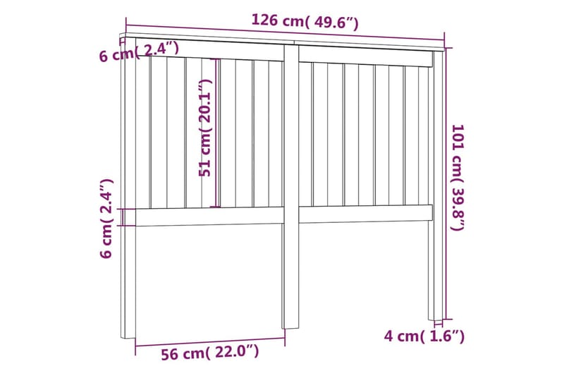 Sängynpääty harmaa 126x6x101 cm täysi mänty - Harmaa - Huonekalut - Sänky - Sängyn lisävarusteet & sängynpäädyt - Sängynpääty