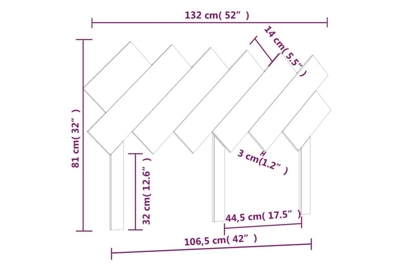 Sängynpääty harmaa 132x3x81 cm täysi mänty - Harmaa - Sängynpääty