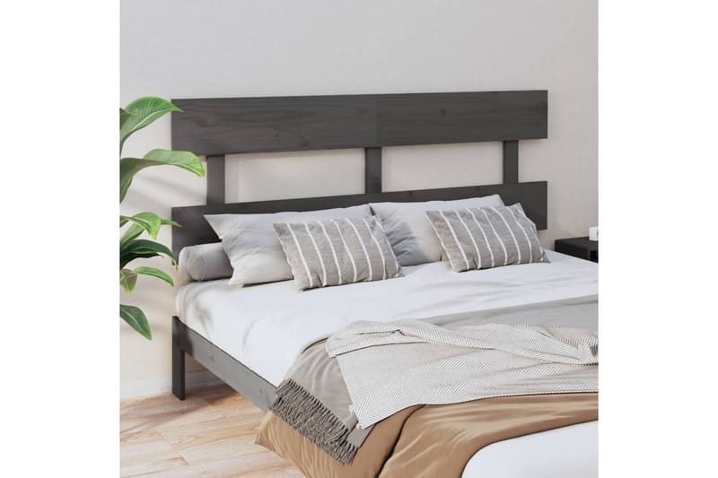 Sängynpääty harmaa 154x3x81 cm täysi mänty - Harmaa - Huonekalut - Sänky - Sängyn lisävarusteet & sängynpäädyt - Sängynpääty