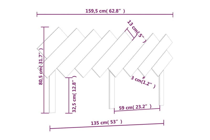 Sängynpääty harmaa 159,5x3x80,5 cm täysi mänty - Harmaa - Huonekalut - Sänky - Sängyn lisävarusteet & sängynpäädyt - Sängynpääty