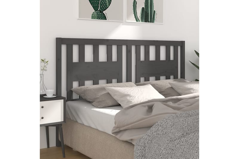 Sängynpääty harmaa 186x4x100 cm täysi mänty - Harmaa - Huonekalut - Sänky - Sängyn lisävarusteet & sängynpäädyt - Sängynpääty