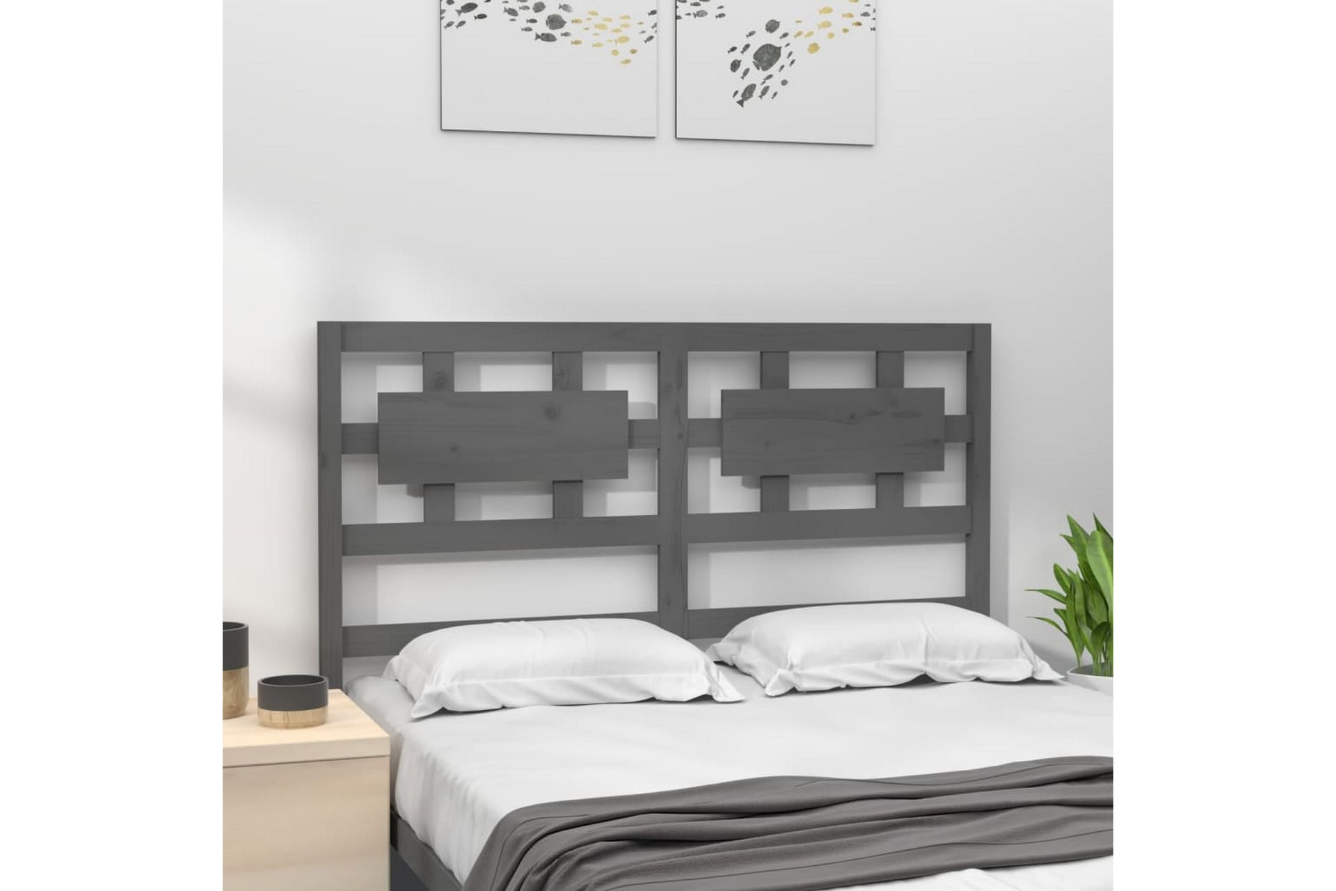 Sängynpääty harmaa 205,5x4x100 cm täysi mänty - Harmaa - Huonekalut - Sänky - Sängyn lisävarusteet & sängynpäädyt - Sängynpääty