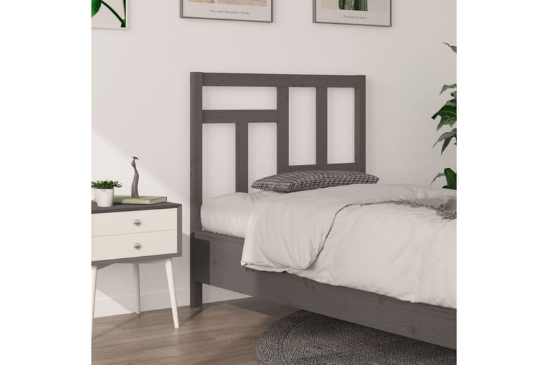 Sängynpääty harmaa 95,5x4x100 cm täysi mänty - Harmaa - Huonekalut - Sänky - Sängyn lisävarusteet & sängynpäädyt - Sängynpääty