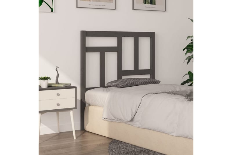 Sängynpääty harmaa 95,5x4x100 cm täysi mänty - Harmaa - Huonekalut - Sänky - Sängyn lisävarusteet & sängynpäädyt - Sängynpääty