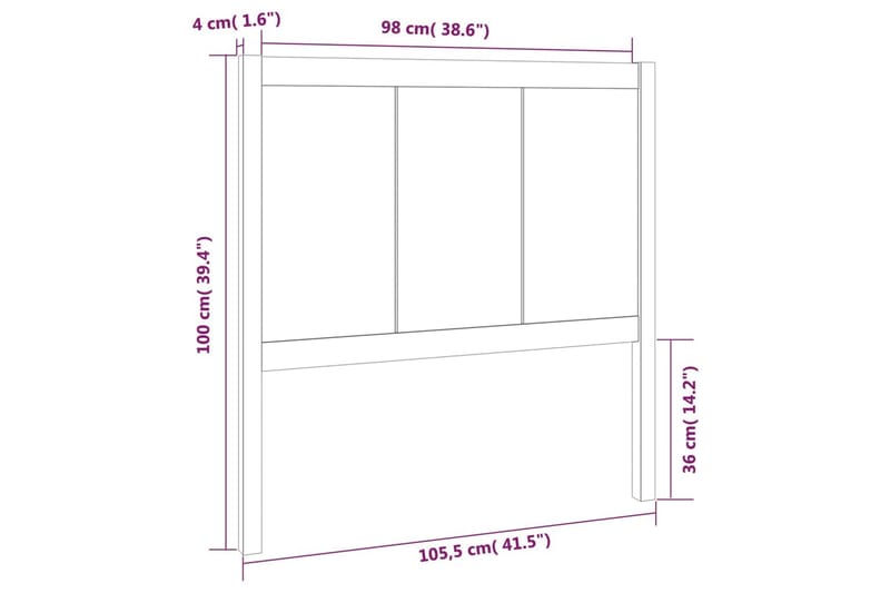 Sängynpääty hunajanruskea 105,5x4x100 cm täysi mänty - Ruskea - Huonekalut - Sänky - Sängyn lisävarusteet & sängynpäädyt - Sängynpääty