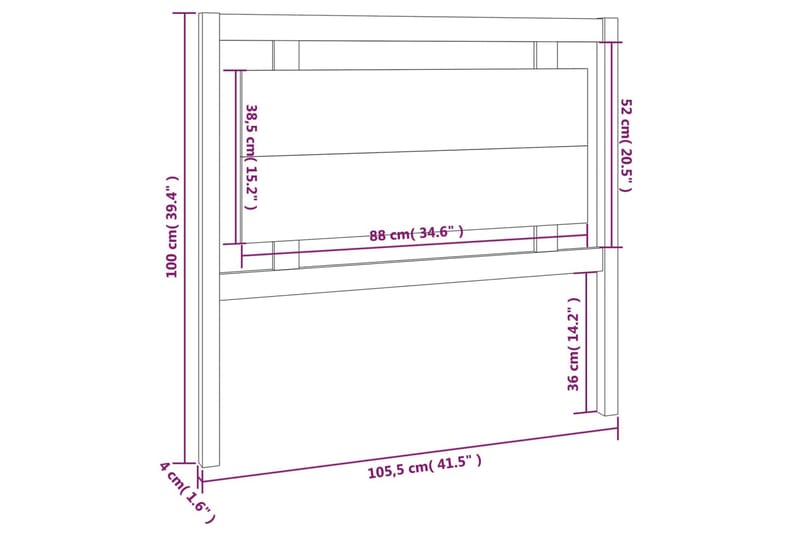 Sängynpääty hunajanruskea 105,5x4x100 cm täysi mänty - Ruskea - Huonekalut - Sänky - Sängyn lisävarusteet & sängynpäädyt - Sängynpääty
