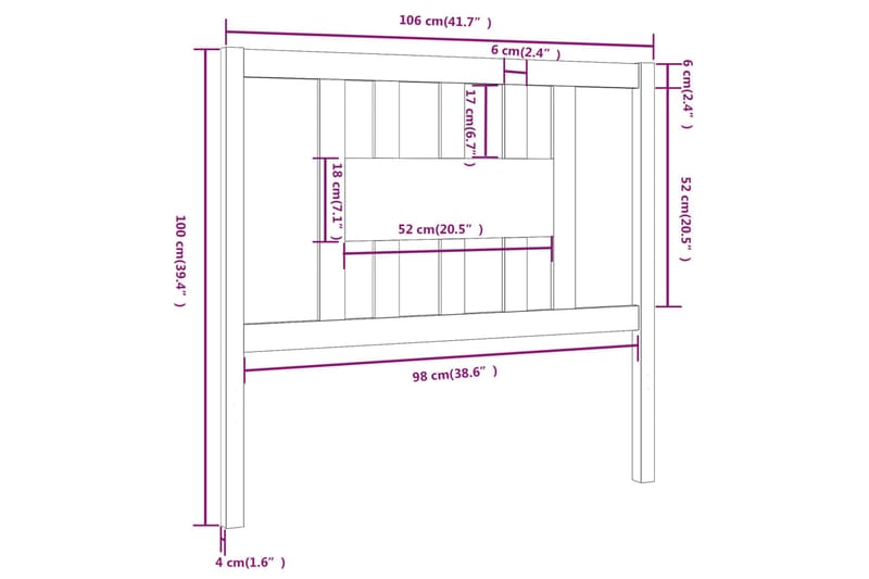 Sängynpääty hunajanruskea 106x4x100 cm täysi mänty - Ruskea - Sängynpääty