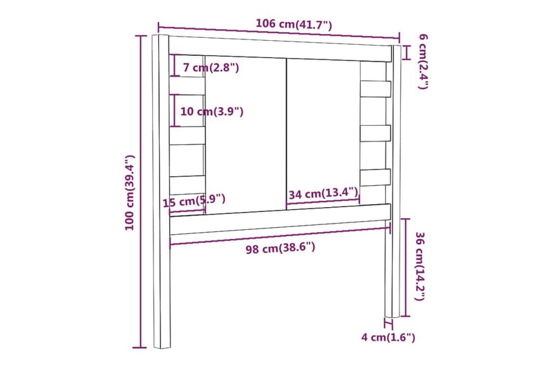 Sängynpääty hunajanruskea 106x4x100 cm täysi mänty - Ruskea - Sängynpääty