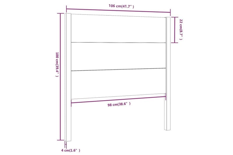 Sängynpääty hunajanruskea 106x4x100 cm täysi mänty - Ruskea - Sängynpääty