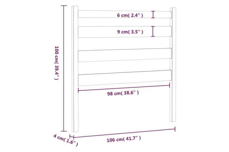 Sängynpääty hunajanruskea 106x4x100 cm täysi mänty - Ruskea - Huonekalut - Sänky - Sängyn lisävarusteet & sängynpäädyt - Sängynpääty
