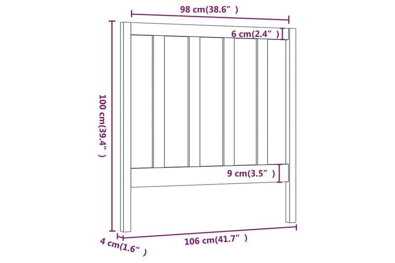 Sängynpääty hunajanruskea 106x4x100 cm täysi mänty - Ruskea - Huonekalut - Sänky - Sängyn lisävarusteet & sängynpäädyt - Sängynpääty