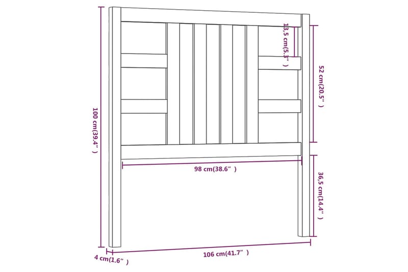 Sängynpääty hunajanruskea 106x4x100 cm täysi mänty - Ruskea - Huonekalut - Sänky - Sängyn lisävarusteet & sängynpäädyt - Sängynpääty