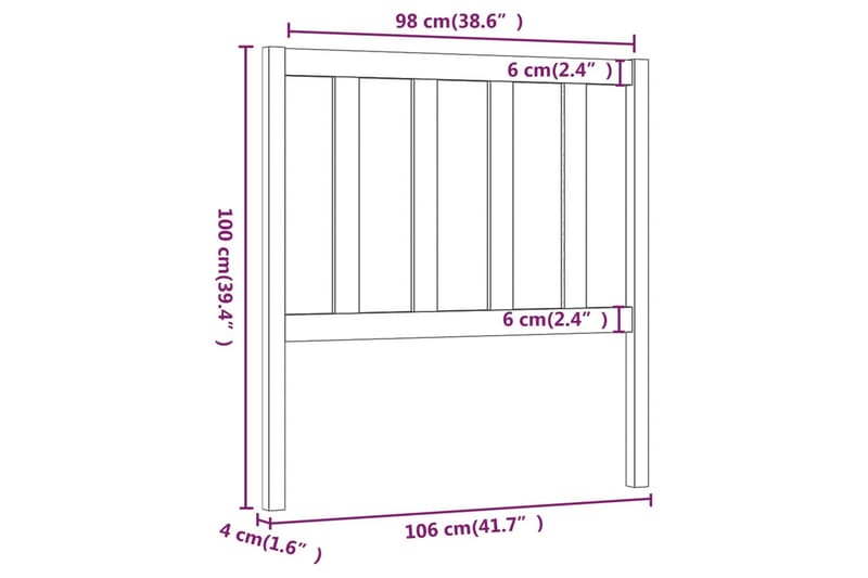 Sängynpääty hunajanruskea 106x4x100 cm täysi mänty - Ruskea - Huonekalut - Sänky - Sängyn lisävarusteet & sängynpäädyt - Sängynpääty