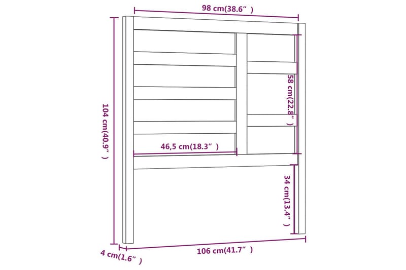 Sängynpääty hunajanruskea 106x4x104 cm täysi mänty - Ruskea - Sängynpääty