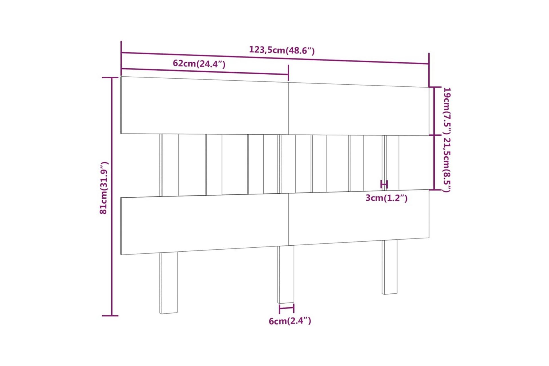Sängynpääty hunajanruskea 123,5x3x81 cm täysi mänty - Ruskea - Huonekalut - Sänky - Sängyn lisävarusteet & sängynpäädyt - Sängynpääty