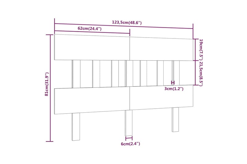 Sängynpääty hunajanruskea 123,5x3x81 cm täysi mänty - Ruskea - Huonekalut - Sänky - Sängyn lisävarusteet & sängynpäädyt - Sängynpääty