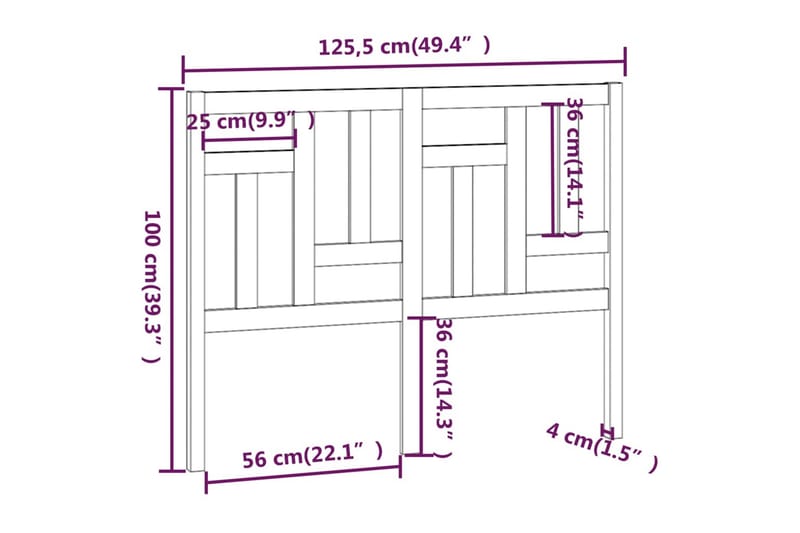 Sängynpääty hunajanruskea 125,5x4x100 cm täysi mänty - Ruskea - Huonekalut - Sänky - Sängyn lisävarusteet & sängynpäädyt - Sängynpääty