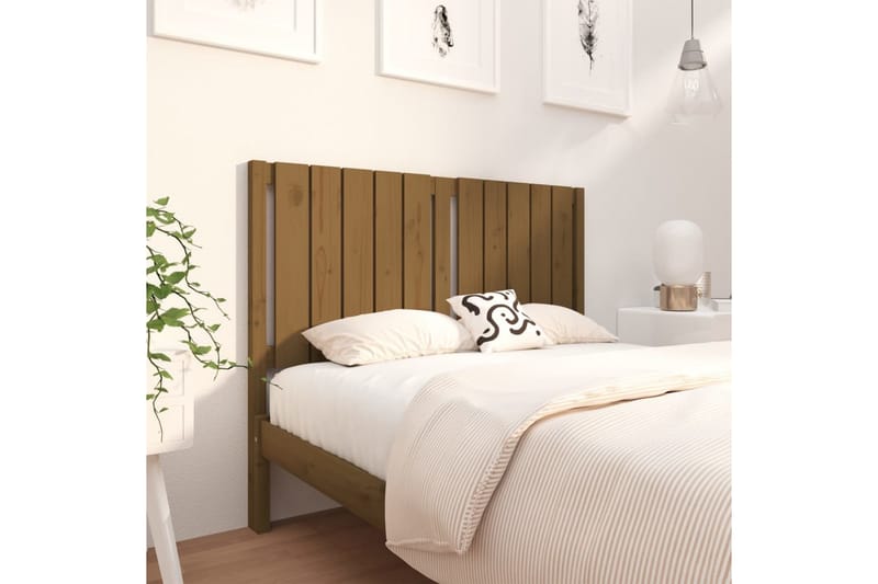 Sängynpääty hunajanruskea 125,5x4x100 cm täysi mänty - Ruskea - Huonekalut - Sänky - Sängyn lisävarusteet & sängynpäädyt - Sängynpääty