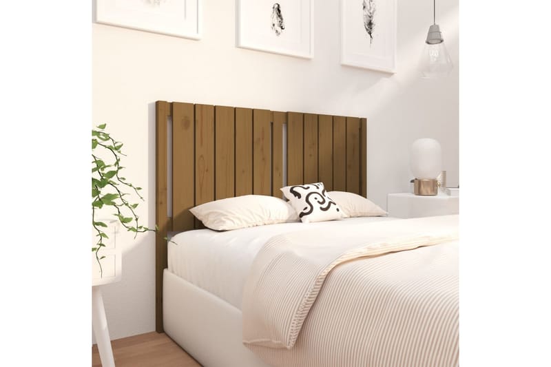 Sängynpääty hunajanruskea 125,5x4x100 cm täysi mänty - Ruskea - Huonekalut - Sänky - Sängyn lisävarusteet & sängynpäädyt - Sängynpääty