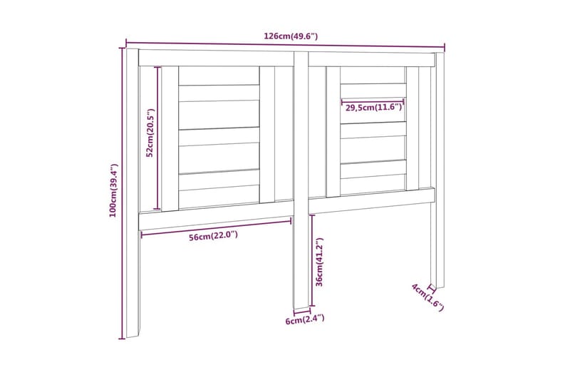 Sängynpääty hunajanruskea 126x4x100 cm täysi mänty - Ruskea - Huonekalut - Sänky - Sängyn lisävarusteet & sängynpäädyt - Sängynpääty