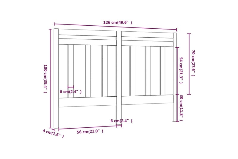 Sängynpääty hunajanruskea 126x4x100 cm täysi mänty - Ruskea - Huonekalut - Sänky - Sängyn lisävarusteet & sängynpäädyt - Sängynpääty