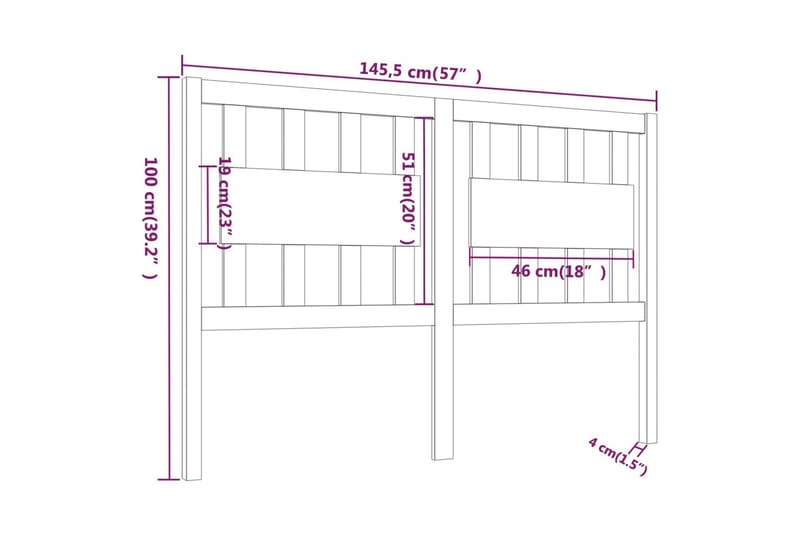 Sängynpääty hunajanruskea 145,5x4x100 cm täysi mänty - Ruskea - Huonekalut - Sänky - Sängyn lisävarusteet & sängynpäädyt - Sängynpääty