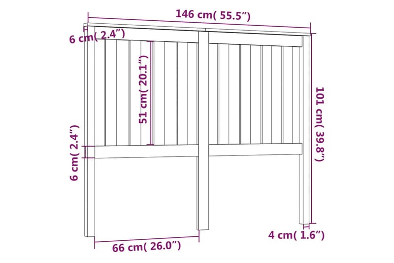 Sängynpääty hunajanruskea 146x6x101 cm täysi mänty - Ruskea - Sängynpääty