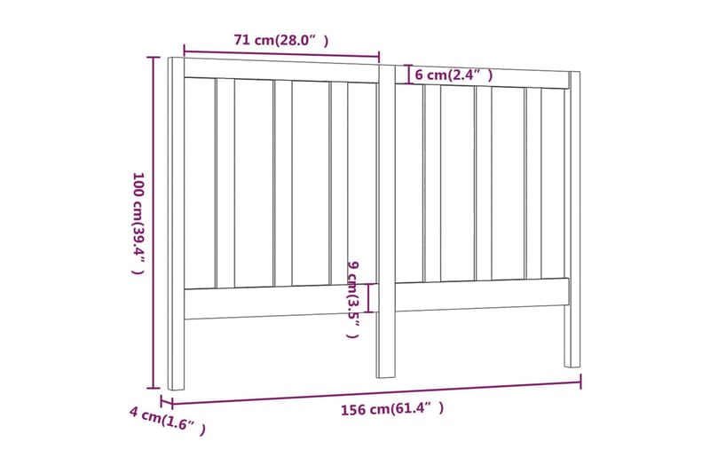 Sängynpääty hunajanruskea 156x4x100 cm täysi mänty - Ruskea - Huonekalut - Sänky - Sängyn lisävarusteet & sängynpäädyt - Sängynpääty