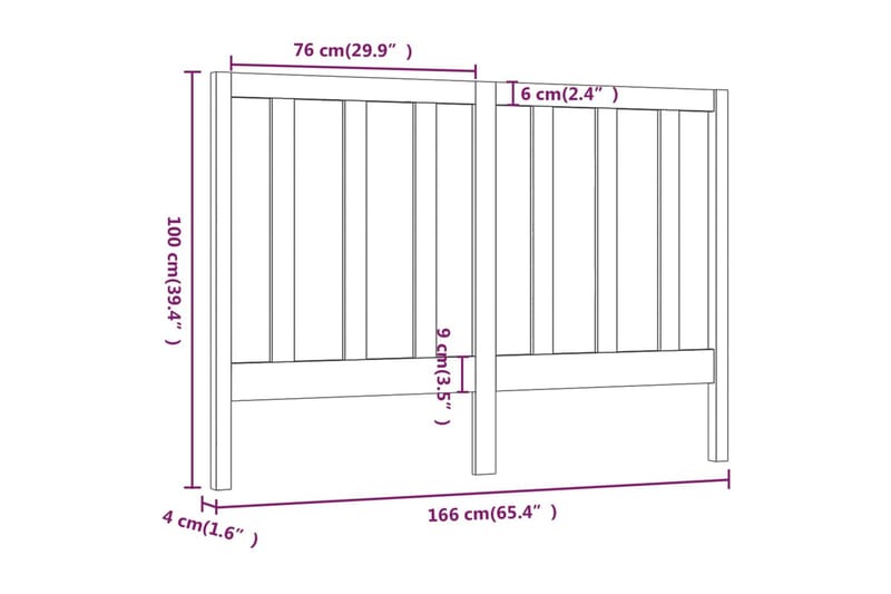 Sängynpääty hunajanruskea 166x4x100 cm täysi mänty - Ruskea - Huonekalut - Sänky - Sängyn lisävarusteet & sängynpäädyt - Sängynpääty