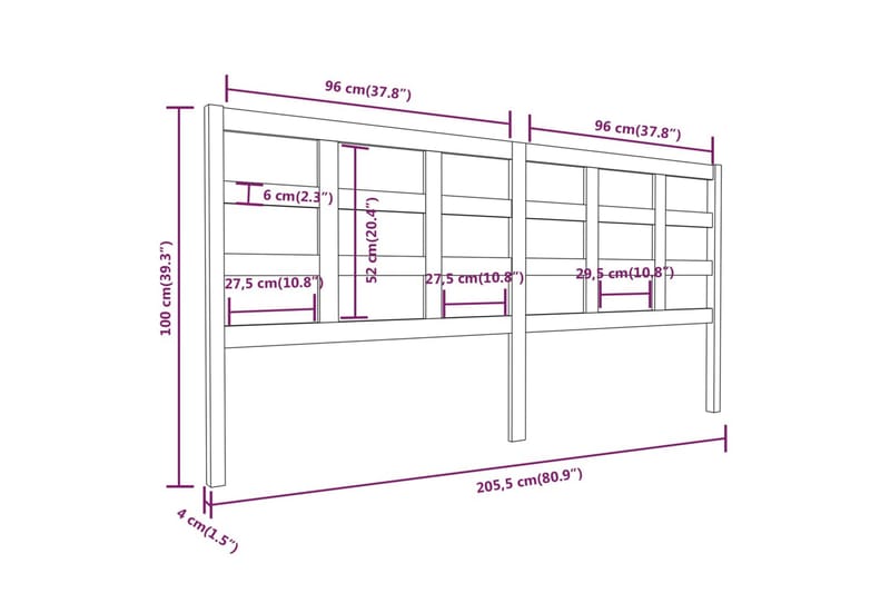 Sängynpääty hunajanruskea 205,5x4x100 cm täysi mänty - Ruskea - Huonekalut - Sänky - Sängyn lisävarusteet & sängynpäädyt - Sängynpääty