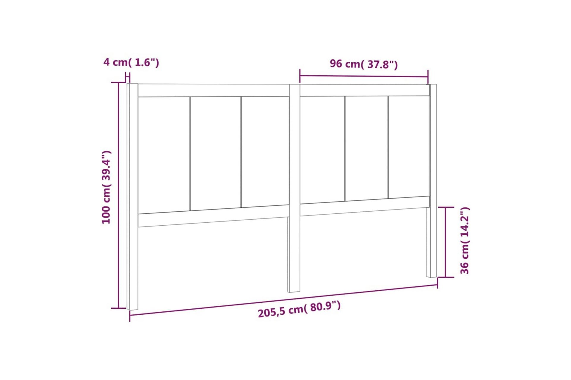 Sängynpääty hunajanruskea 205,5x4x100 cm täysi mänty - Ruskea - Huonekalut - Sänky - Sängyn lisävarusteet & sängynpäädyt - Sängynpääty