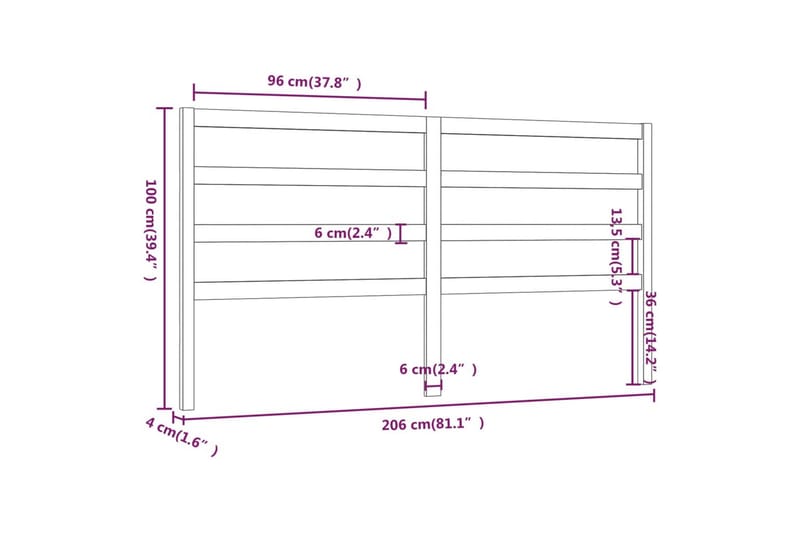 Sängynpääty hunajanruskea 206x4x100 cm täysi mänty - Ruskea - Huonekalut - Sänky - Sängyn lisävarusteet & sängynpäädyt - Sängynpääty