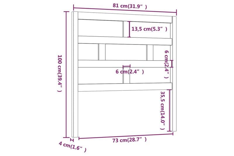 Sängynpääty hunajanruskea 81x4x100 cm täysi mänty - Ruskea - Huonekalut - Sänky - Sängyn lisävarusteet & sängynpäädyt - Sängynpääty