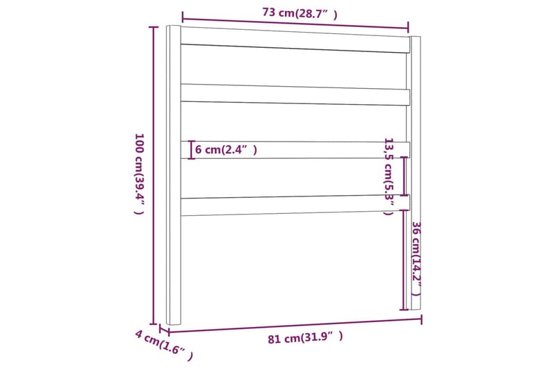 Sängynpääty hunajanruskea 81x4x100 cm täysi mänty - Ruskea - Sängynpääty