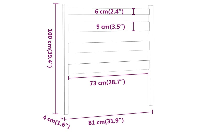 Sängynpääty hunajanruskea 81x4x100 cm täysi mänty - Ruskea - Sängynpääty