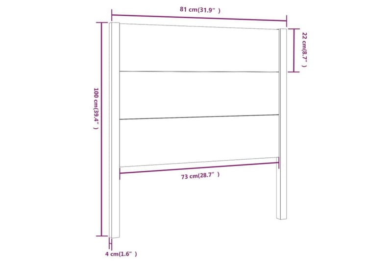 Sängynpääty hunajanruskea 81x4x100 cm täysi mänty - Ruskea - Sängynpääty