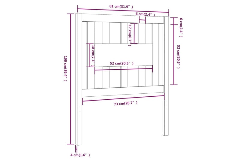 Sängynpääty hunajanruskea 81x4x100 cm täysi mänty - Ruskea - Huonekalut - Sänky - Sängyn lisävarusteet & sängynpäädyt - Sängynpääty