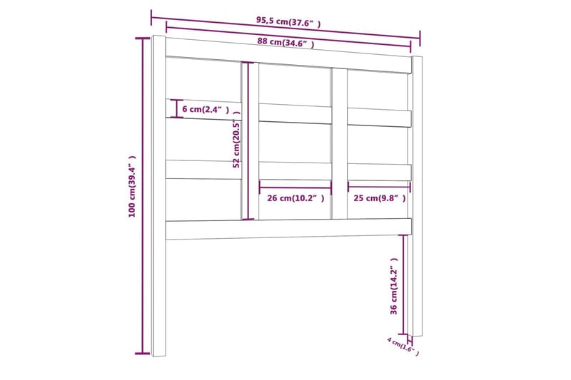 Sängynpääty hunajanruskea 95,5x4x100 cm täysi mänty - Ruskea - Huonekalut - Sänky - Sängyn lisävarusteet & sängynpäädyt - Sängynpääty
