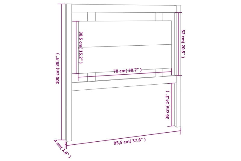 Sängynpääty hunajanruskea 95,5x4x100 cm täysi mänty - Ruskea - Huonekalut - Sänky - Sängyn lisävarusteet & sängynpäädyt - Sängynpääty