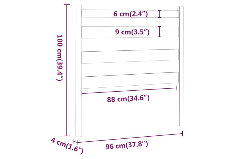 Sängynpääty hunajanruskea 96x4x100 cm täysi mänty - Ruskea - Huonekalut - Sänky - Sängyn lisävarusteet & sängynpäädyt - Sängynpääty