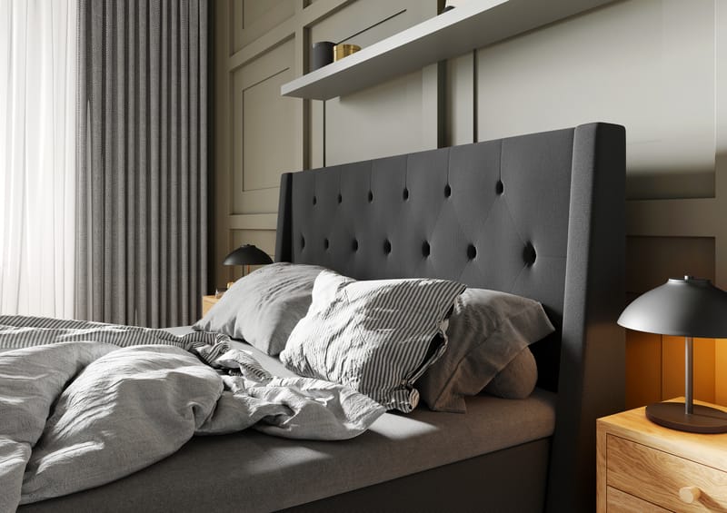 Sängynpääty Langham 140 cm - Tummanharmaa - Huonekalut - Sänky - Sängyn lisävarusteet & sängynpäädyt - Sängynpääty