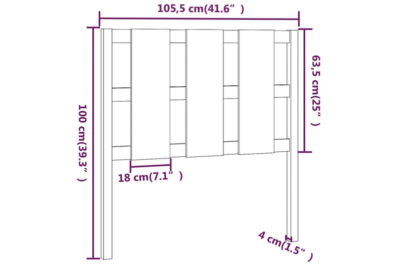 Sängynpääty musta 105,5x4x100 cm täysi mänty - Musta - Huonekalut - Sänky - Sängyn lisävarusteet & sängynpäädyt - Sängynpääty