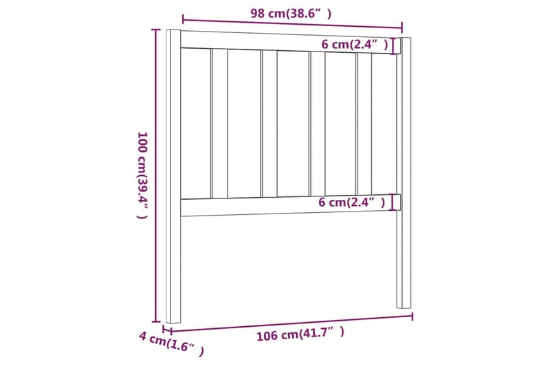 Sängynpääty musta 106x4x100 cm täysi mänty - Musta - Sängynpääty