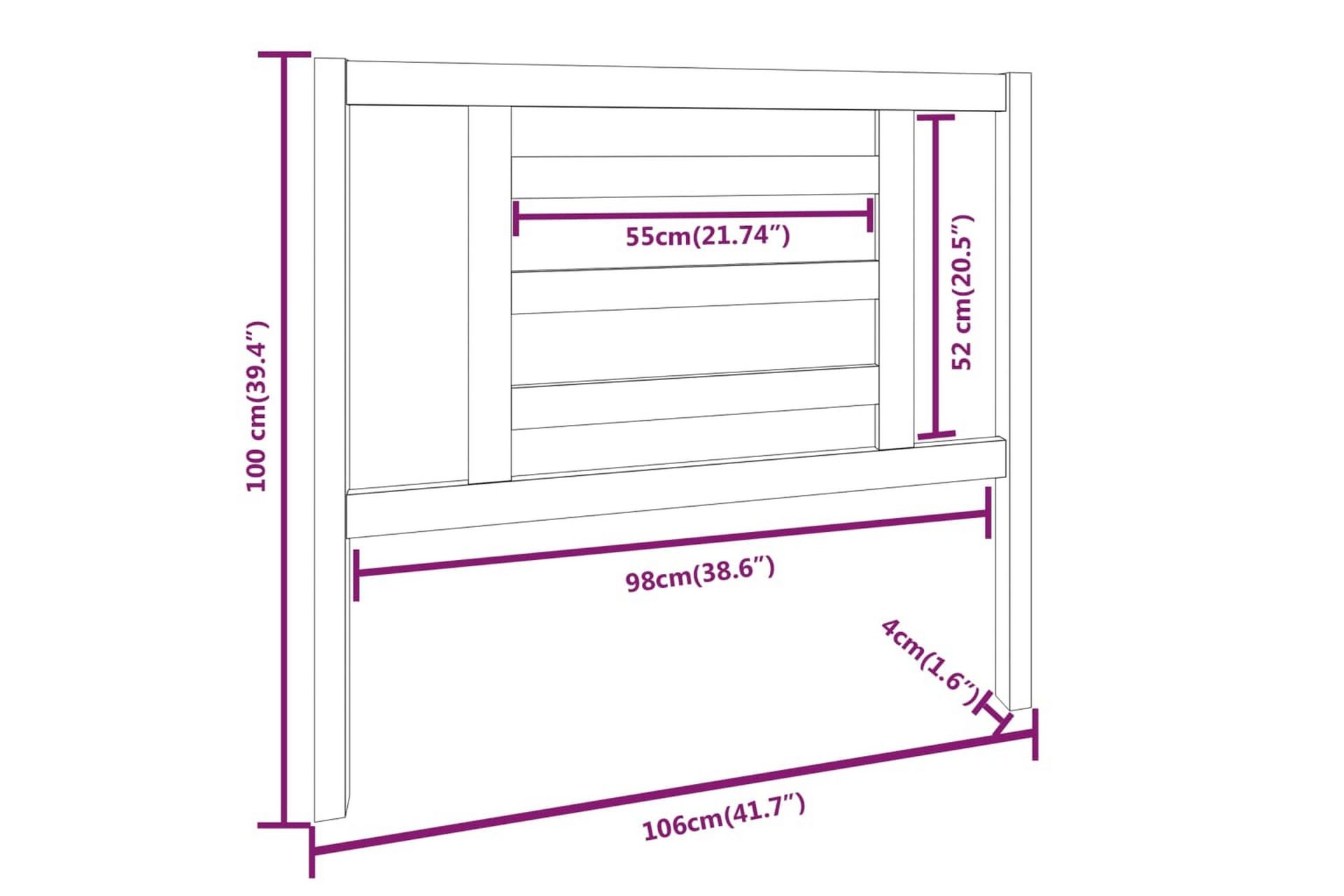 Sängynpääty musta 106x4x100 cm täysi mänty - Musta - Huonekalut - Sänky - Sängyn lisävarusteet & sängynpäädyt - Sängynpääty