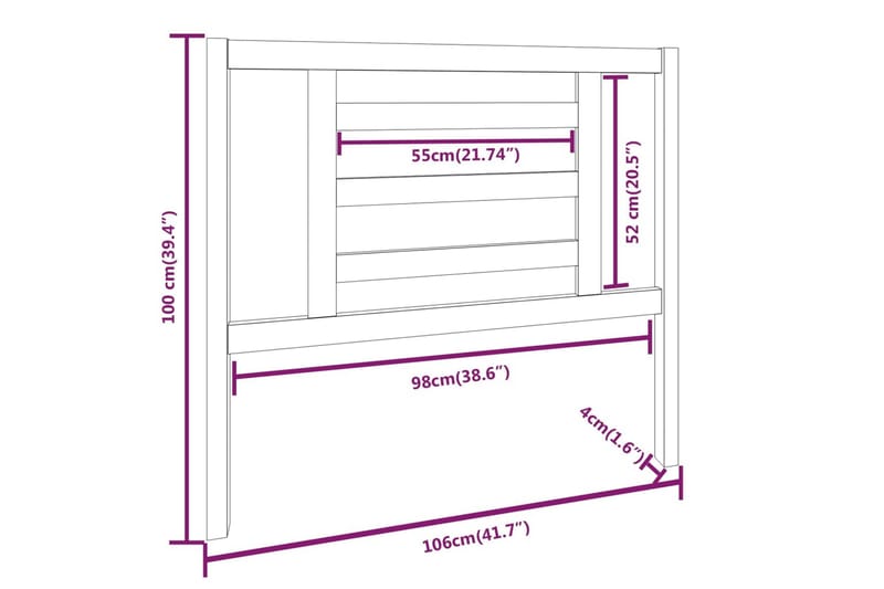 Sängynpääty musta 106x4x100 cm täysi mänty - Musta - Huonekalut - Sänky - Sängyn lisävarusteet & sängynpäädyt - Sängynpääty